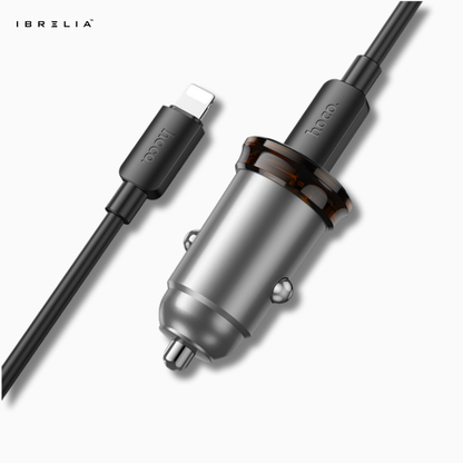 HOCO NZ16A Rigorous 43W Dual-Port PD25W + QC3.0 Car Charger Set (C to iP) | Mini Fast Charger | IBRELIA™