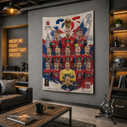 Norway National Team – FIFA World Cup 2026 Squad – Premium Jute Fabric Tapestry – IBRELIA™