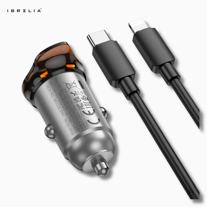 HOCO NZ16A Rigorous 43W Dual-Port PD25W + QC3.0 Car Charger Set (C to iP) | Mini Fast Charger | IBRELIA™