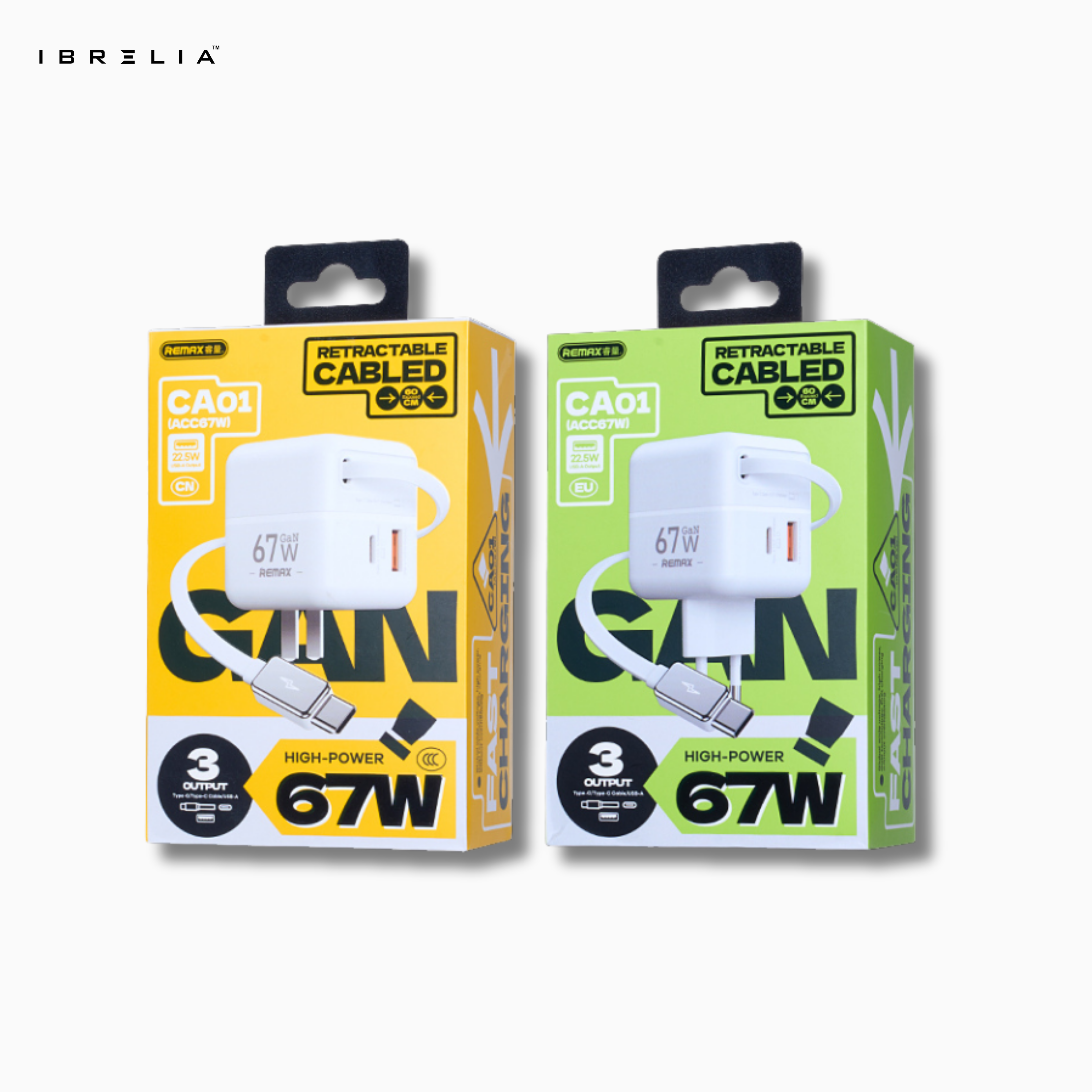 REMAX Doly 67W GaN Charger with Retractable Type-C Telescopic Cable CA01 | IBRELIA™