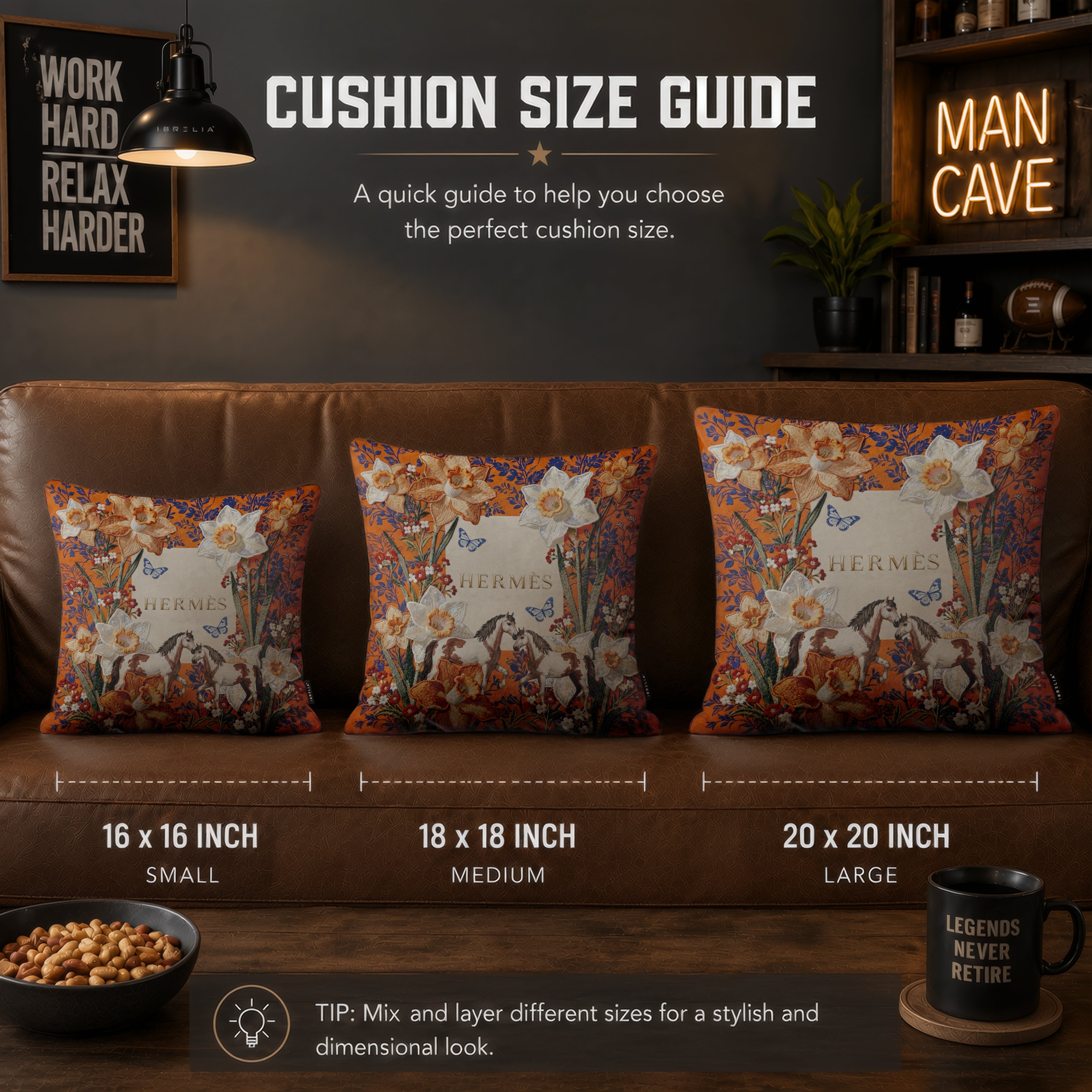 Luxury Hermès Floral Horse Designer Cushion | Premium Velvet Suede | Double-Sided Print