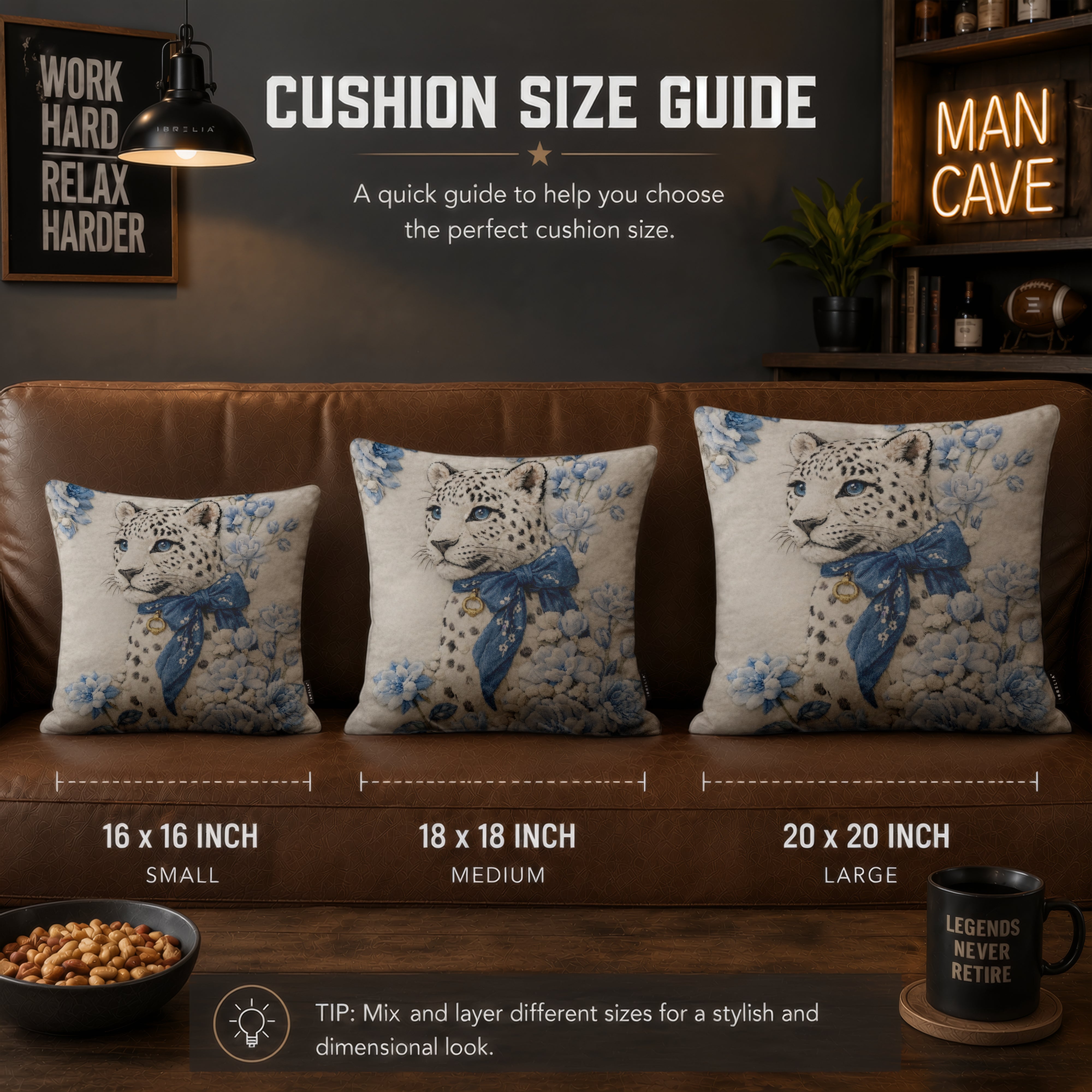 Luxury Snow Leopard Floral Cushion | Premium Velvet Suede | Double-Sided Print