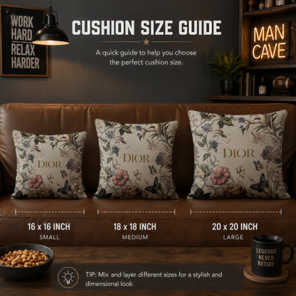 Luxury Floral Designer Cushion | Premium Velvet Suede | Double-Sided Print