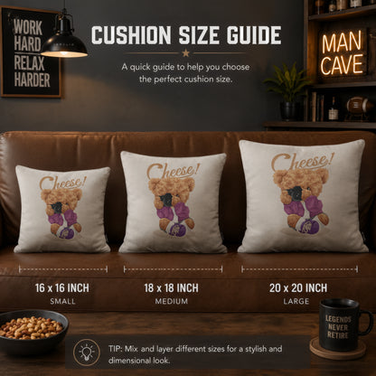 Cheese Teddy Cushion | Premium Velvet Suede | Double-Sided Print