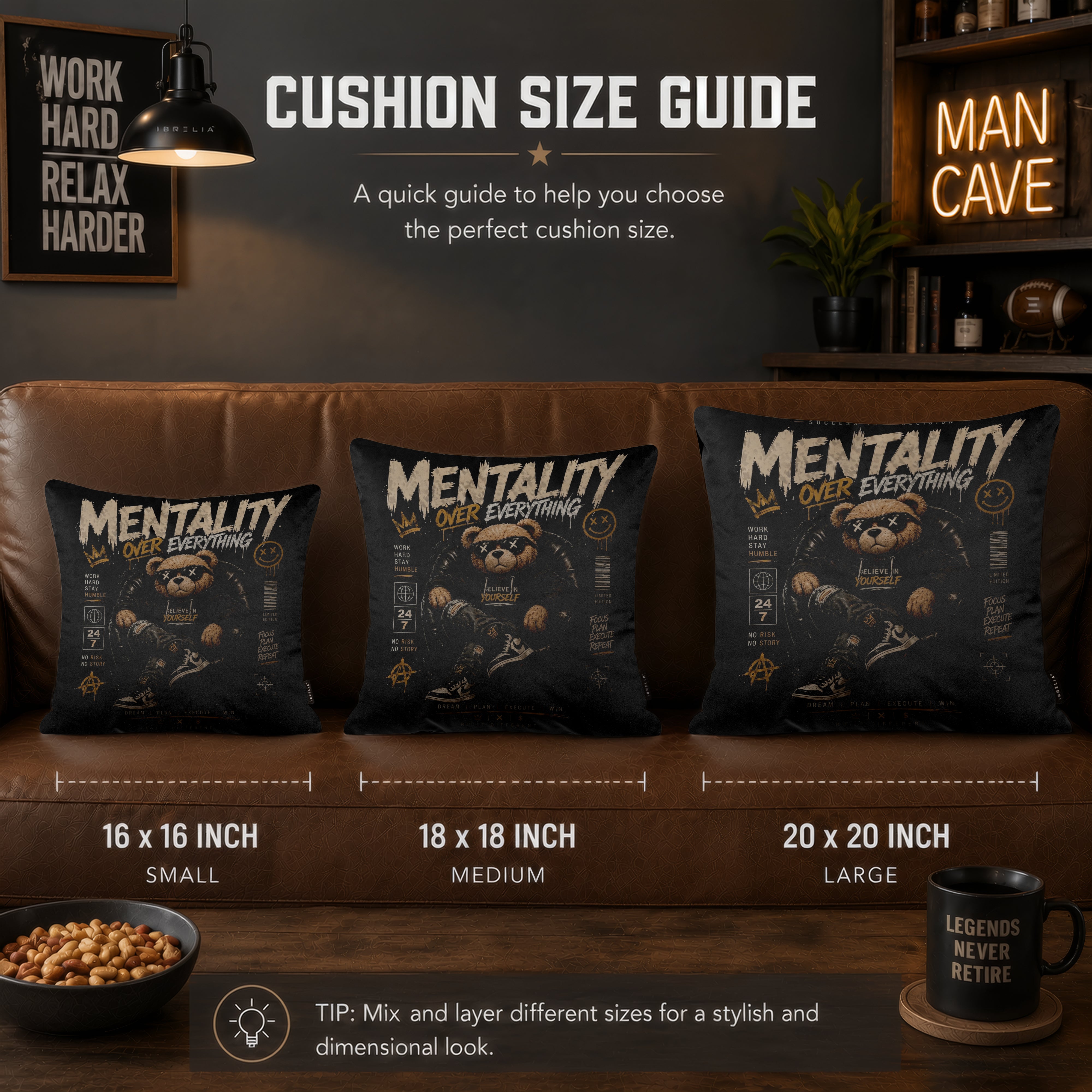 Mentality Teddy Cushion | Premium Velvet Suede | Double-Sided Print