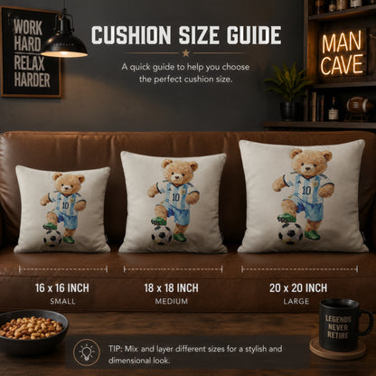 Lionel Messi Teddy Football Cushion | Premium Velvet Suede | Double-Sided Print