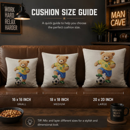Neymar Jr Teddy Football Cushion | Premium Velvet Suede | Double-Sided Print