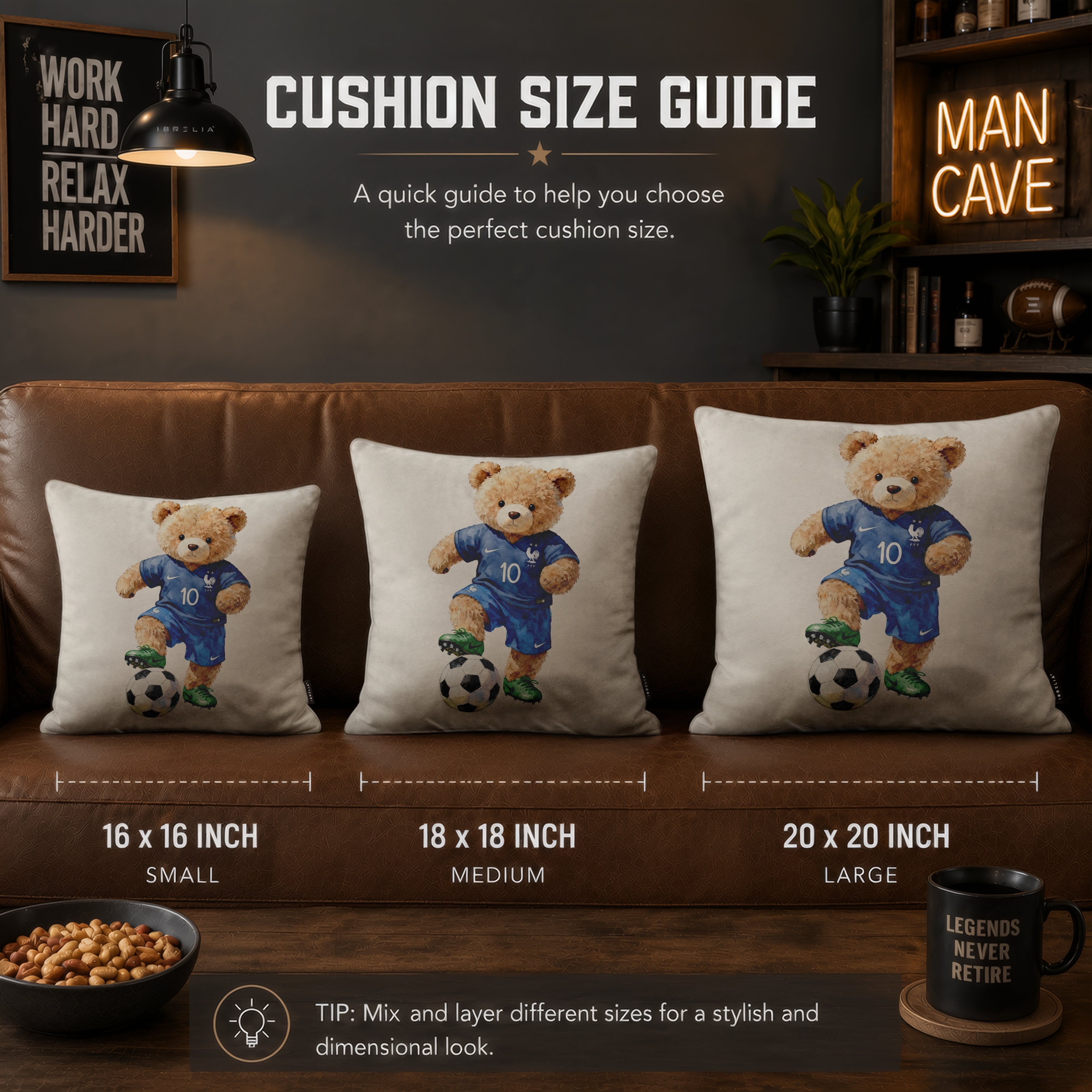 Kylian Mbappé Teddy Football Cushion | Premium Velvet Suede | Double-Sided Print