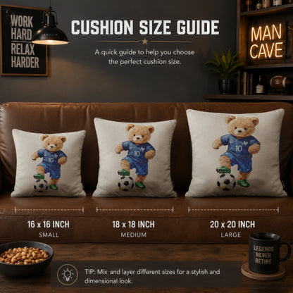 Kylian Mbappé Teddy Football Cushion | Premium Velvet Suede | Double-Sided Print