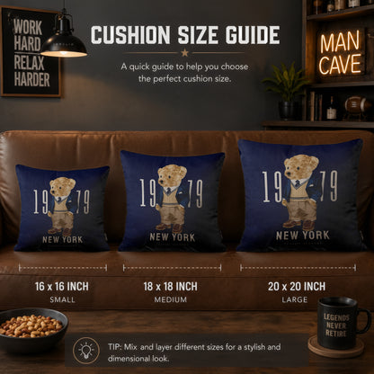 Classic Teddy Bear Velvet Suede Decorative Cushion | Premium Double-Sided Print