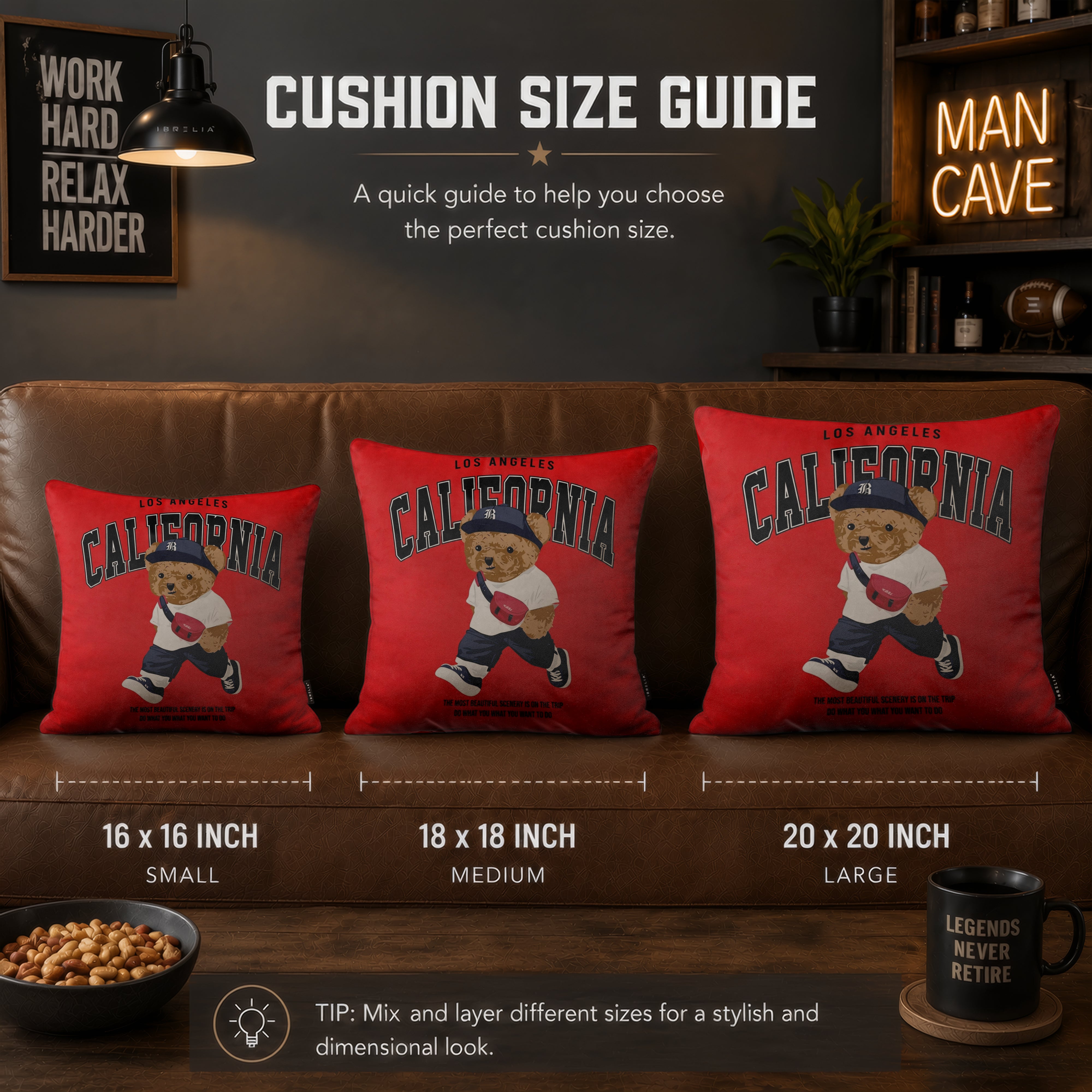California Teddy Bear Velvet Suede Decorative Cushion | Premium Double-Sided Print