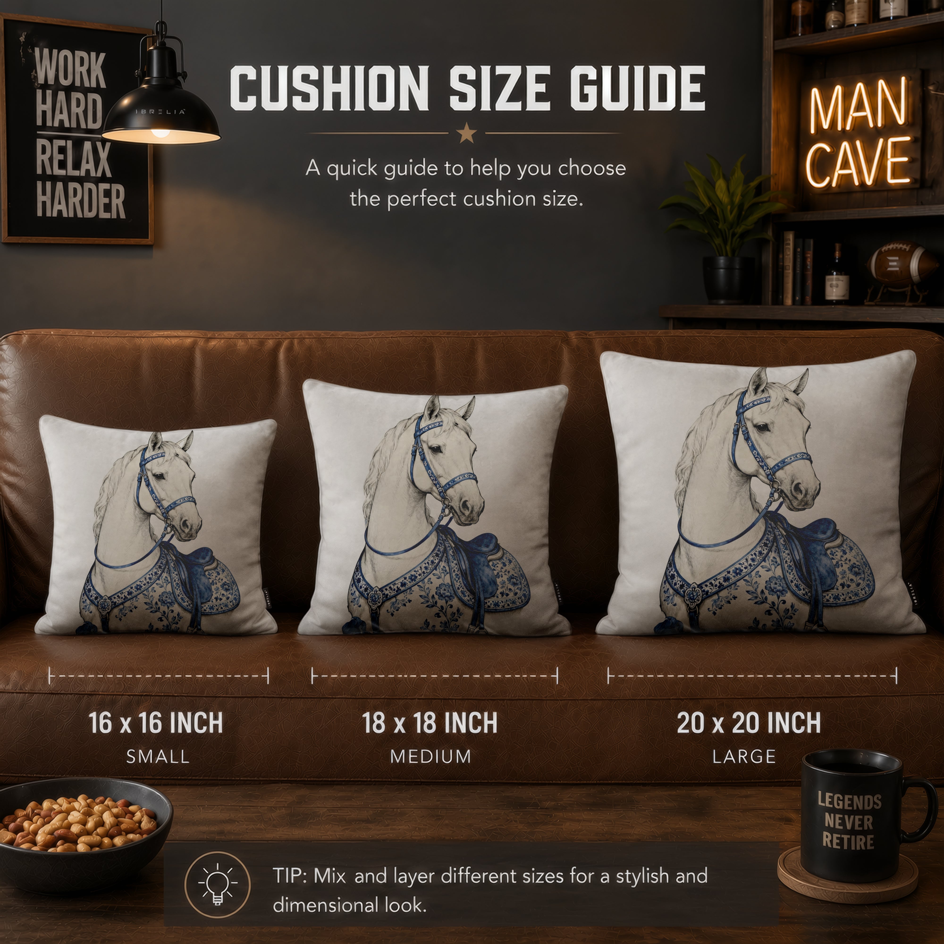 Royal Blue Horse Velvet Suede Decorative Cushion | Premium Double-Sided Print