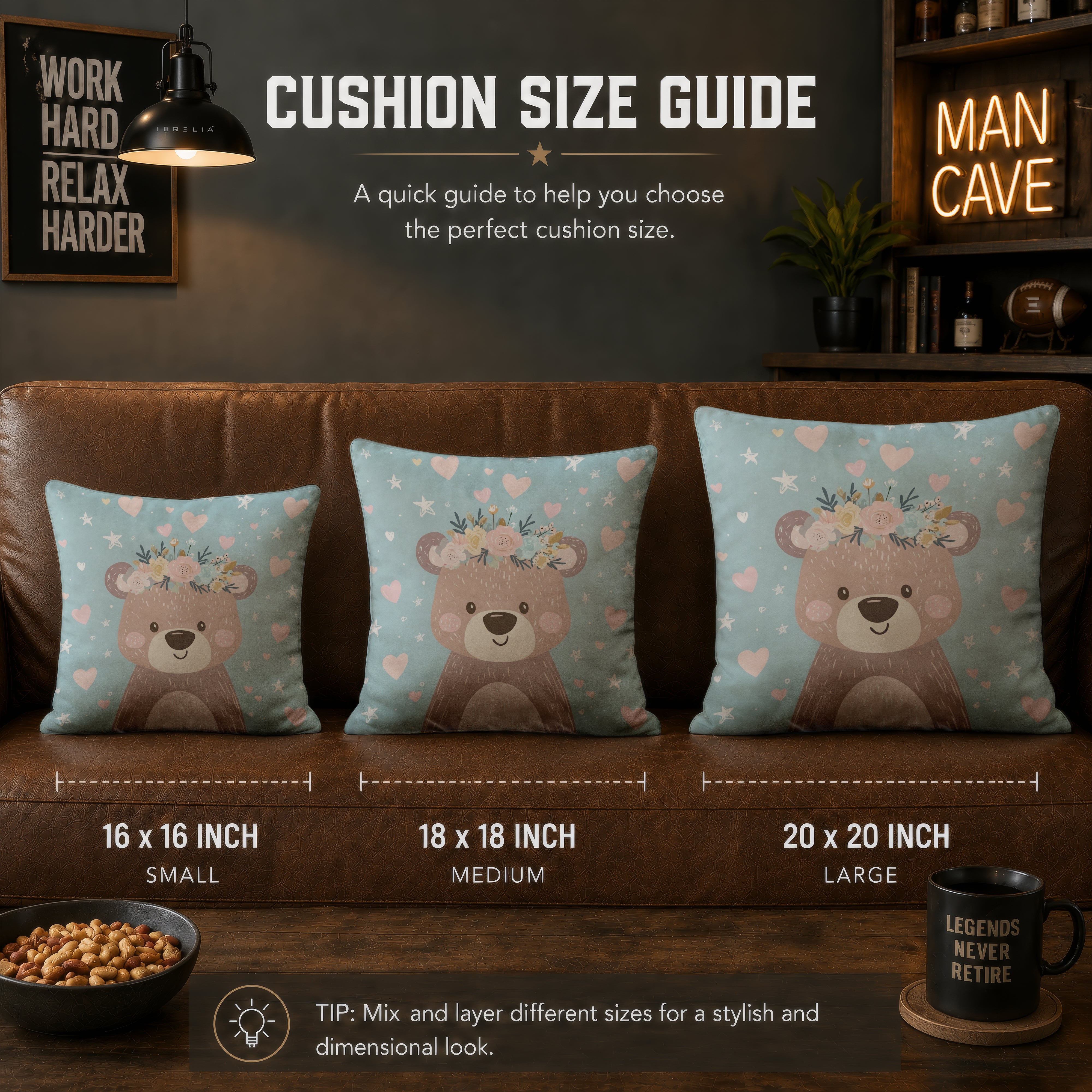 Cute Floral Teddy Bear Cushion | Premium Velvet Suede | Double-Sided Print
