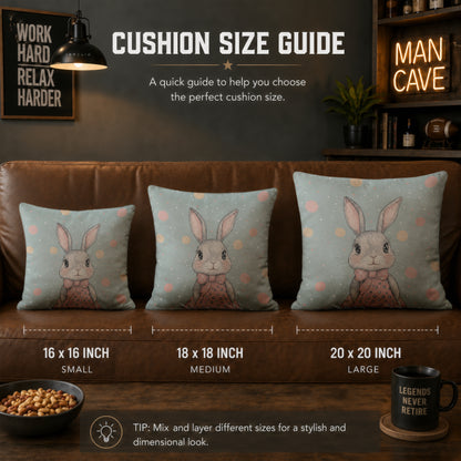 Cute Bunny Nursery Cushion | Premium Velvet Suede | Double-Sided Print