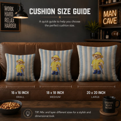 Little Rain Bear Cushion | Premium Velvet Suede | Double-Sided Print