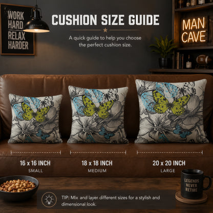 Butterfly Bloom Cushion | Premium Velvet Suede | Double-Sided Print
