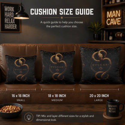 Bvlgari Serpenti Cushion | Premium Velvet Suede | Double-Sided Print