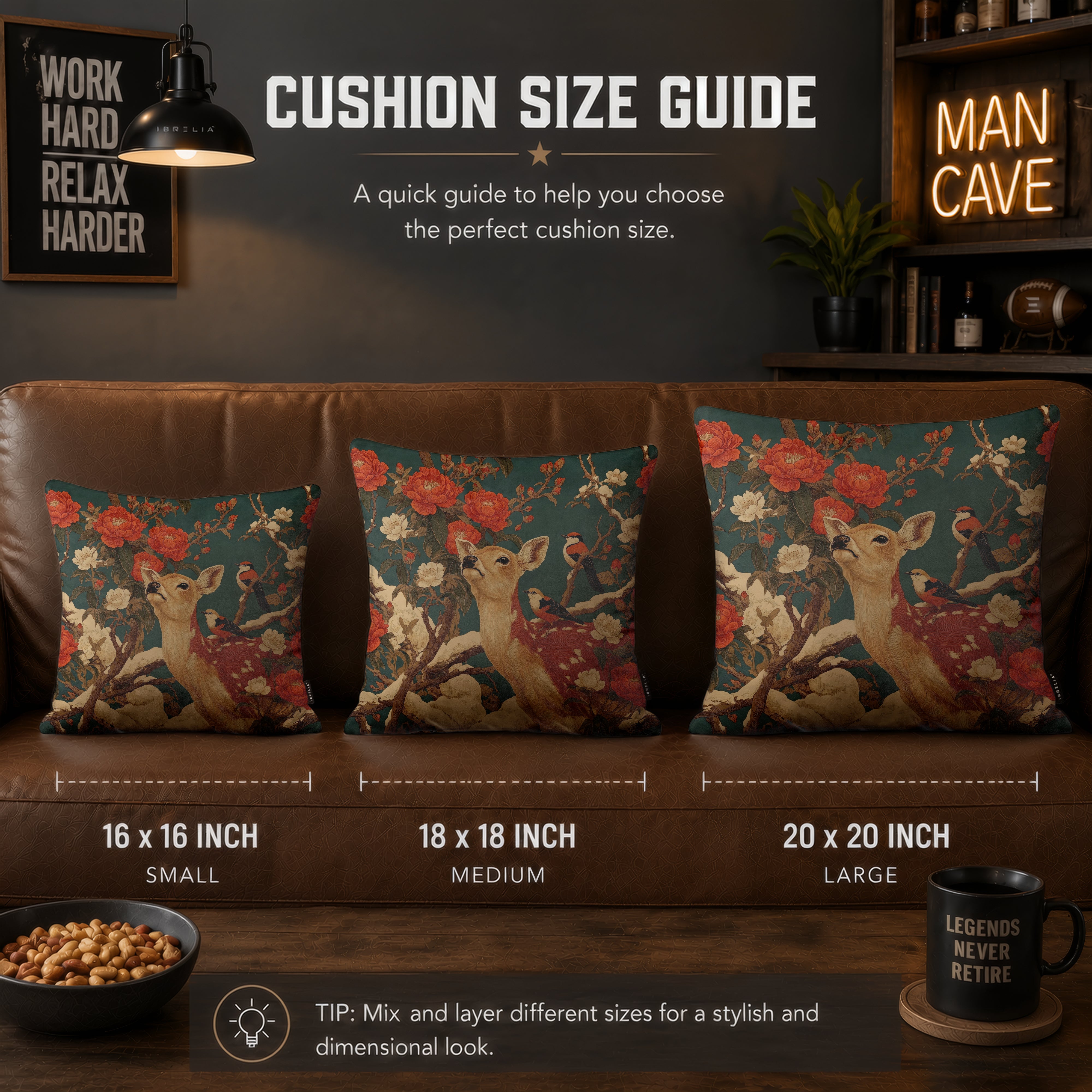 Vintage Woodland Deer Cushion | Premium Velvet Suede | Double-Sided Print
