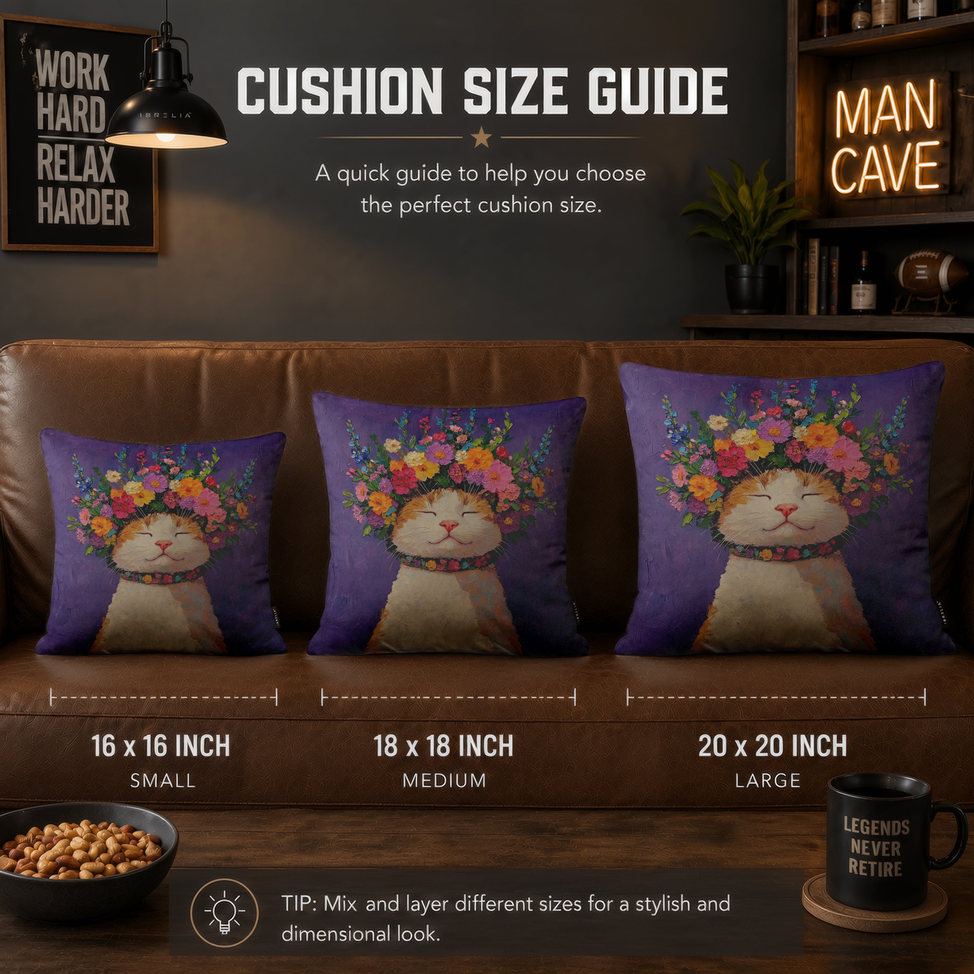 Whimsical Floral Cat Cushion | Premium Velvet Suede | Double-Sided Print