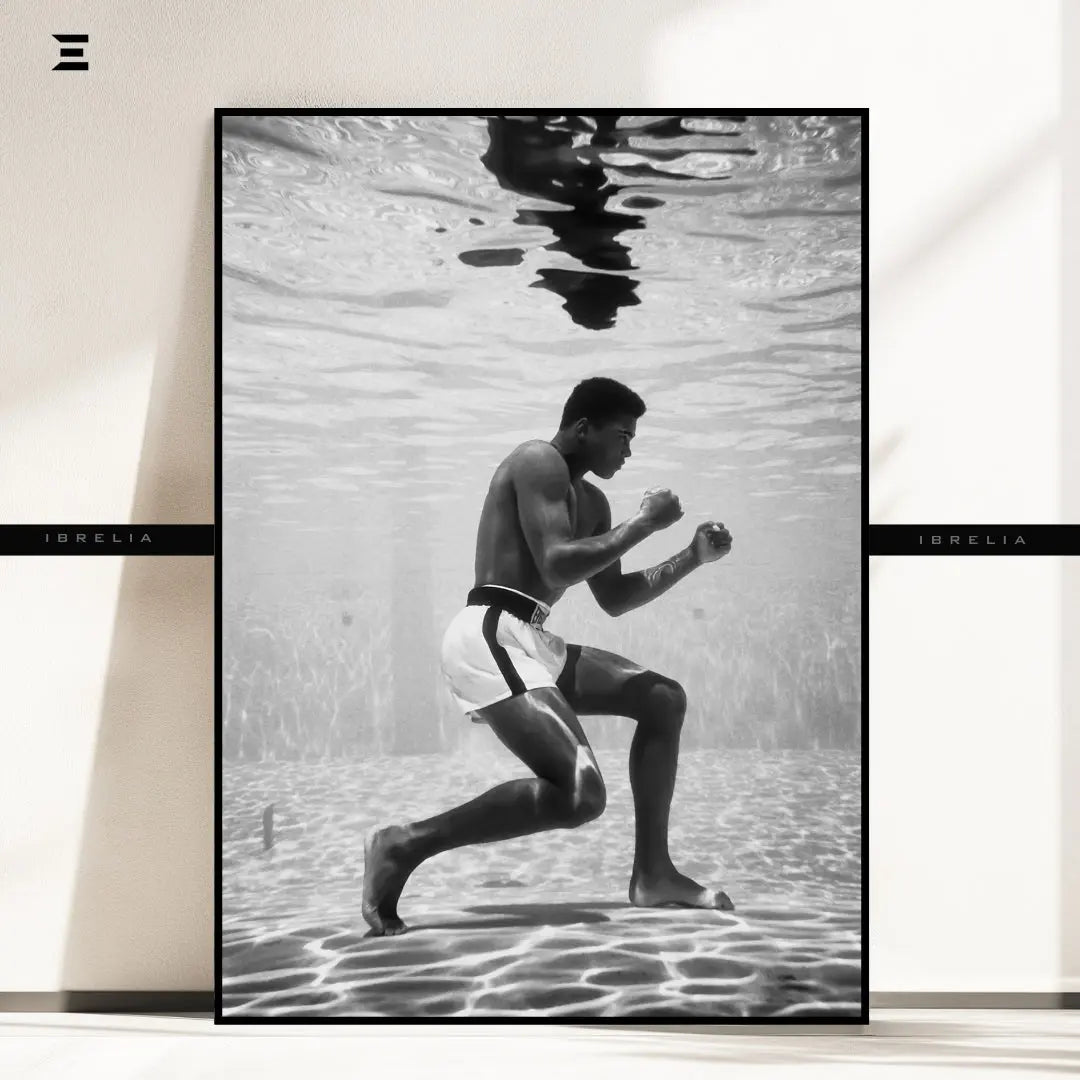 Premium Resin Coated Wall Art – Muhammad Ali Underwater Boxing Frame | IBRELIA Pakistan IBRELIA