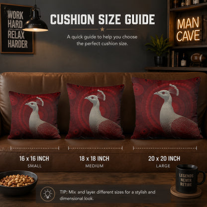 Elegant White Peacock Cushion | Premium Velvet Suede | Double-Sided Print