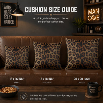 Luxury Leopard Print Cushion | Premium Velvet Suede | Double-Sided Print