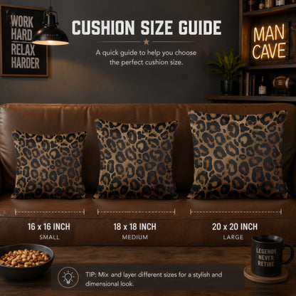 Classic Leopard Print Cushion | Premium Velvet Suede | Double-Sided Print