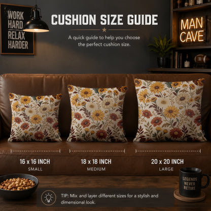 Autumn Wildflower Botanical Cushion | Premium Velvet Suede | Double-Sided Print