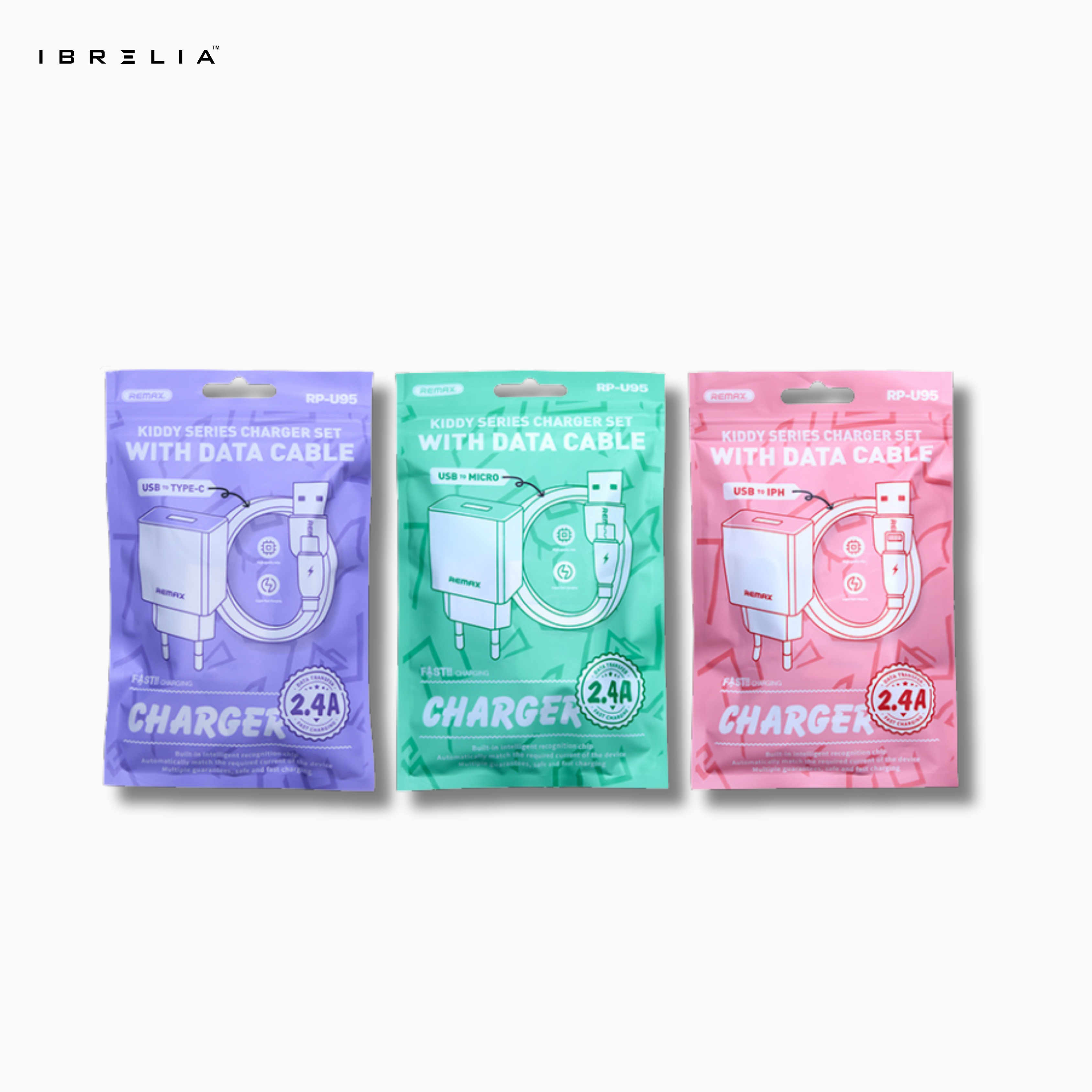 REMAX Kiddy 2.4A Fast Charger Set with Data Cable RP-U95 | IBRELIA™