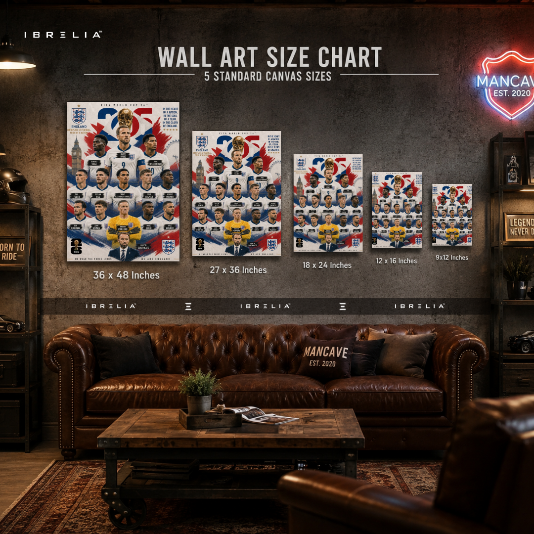 England FIFA World Cup 2026 Team Wall Art – Three Lions Football Poster | IBRELIA™