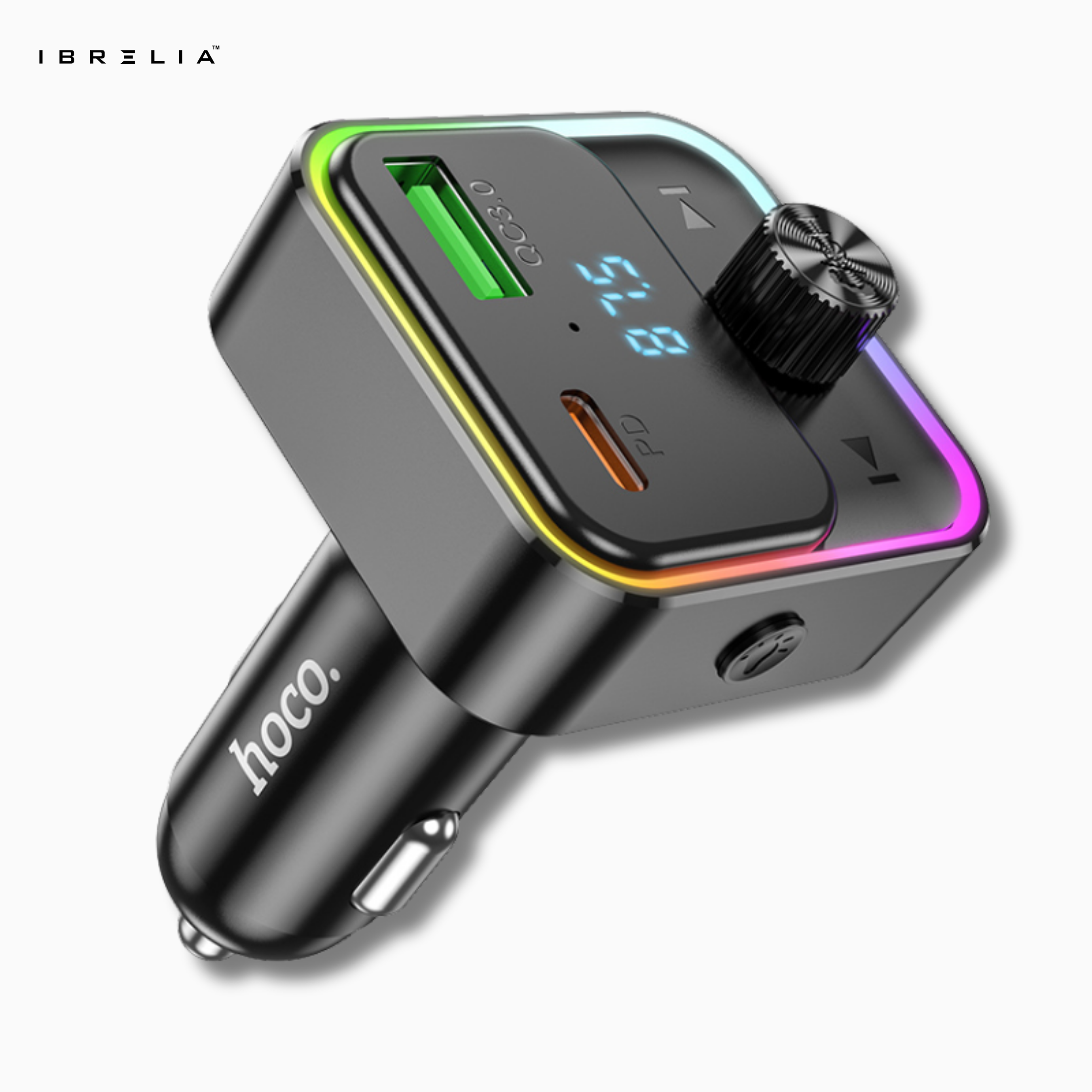 HOCO E81 PD30W + QC3.0 In-Car Wireless FM Transmitter – Bluetooth 5.0 Fast Charging Car Adapter | IBRELIA™