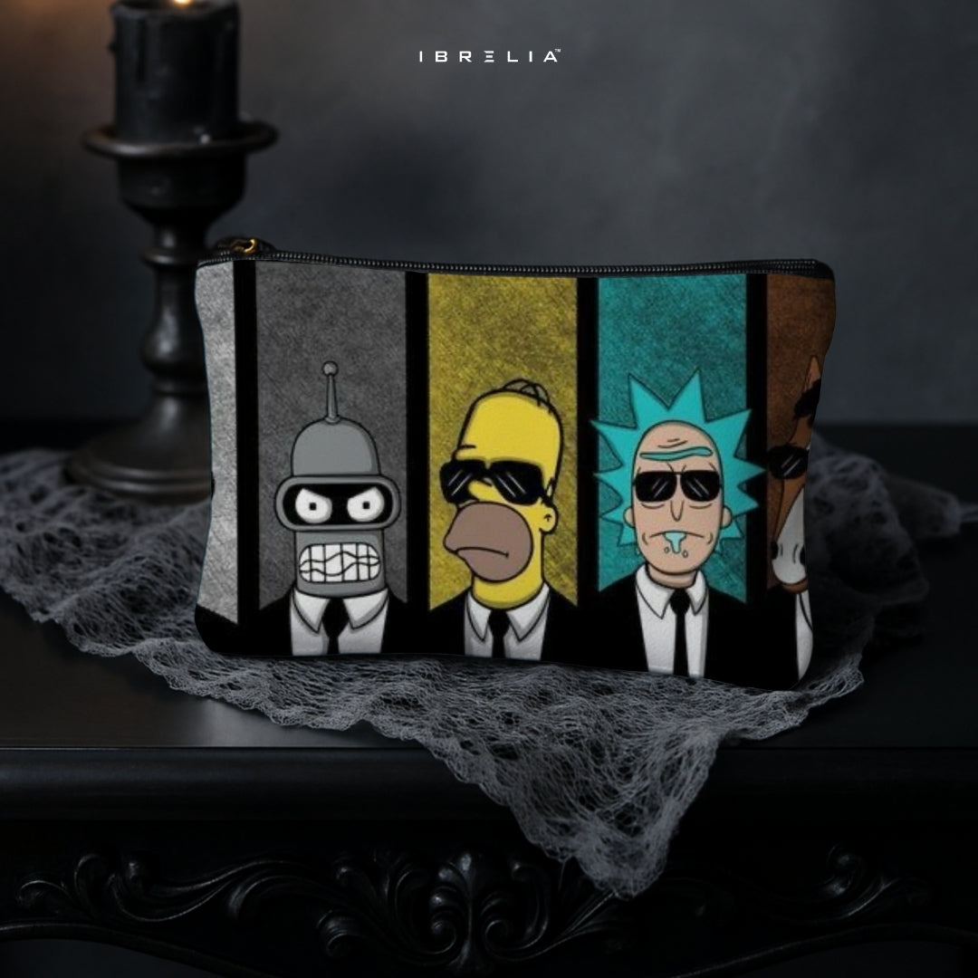 Iconic Cartoon Legends Makeup & Pencil Pouch – Double-Sided Print – IBRELIA™ IBRELIA
