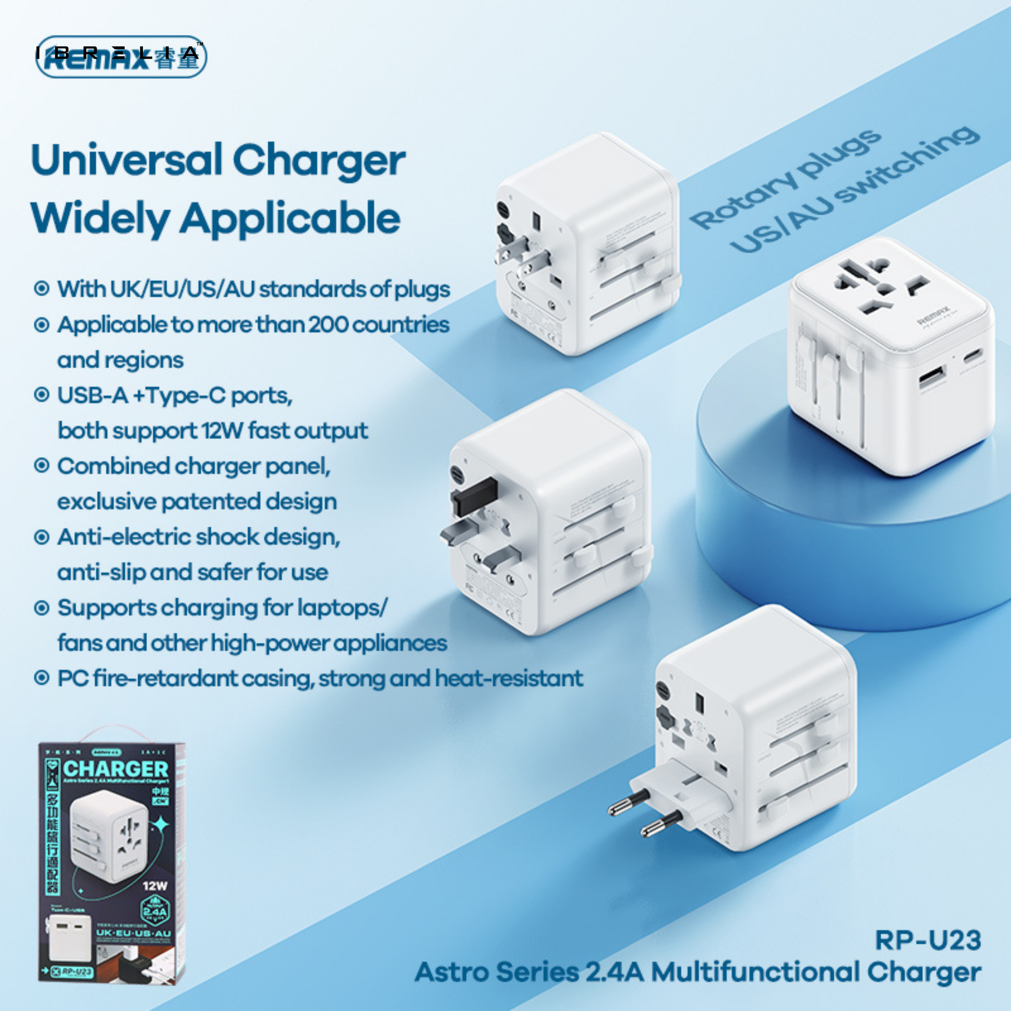 REMAX Astro 2.4A Multifunctional Travel Charger RP-U23 | IBRELIA™