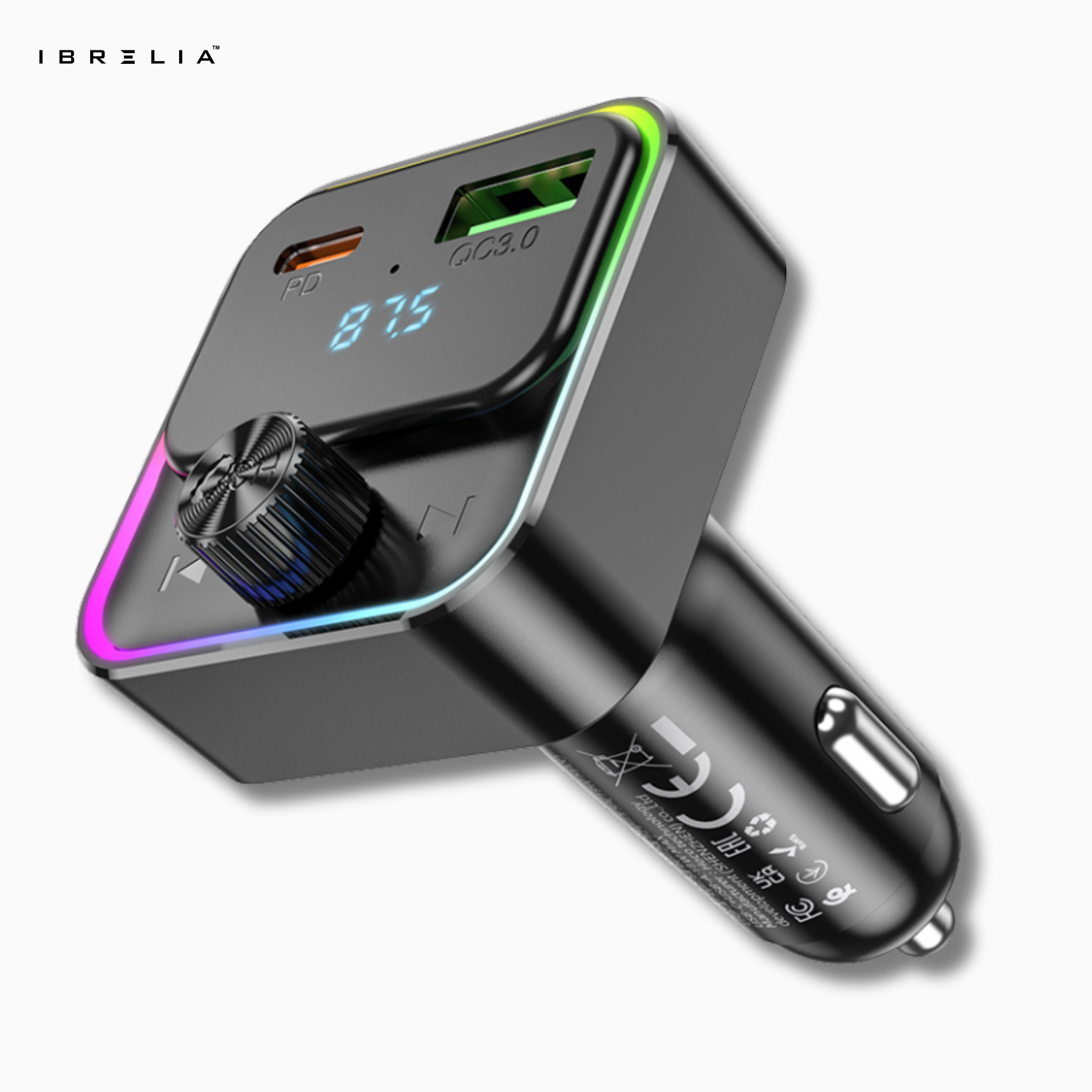HOCO E81 PD30W + QC3.0 In-Car Wireless FM Transmitter – Bluetooth 5.0 Fast Charging Car Adapter | IBRELIA™