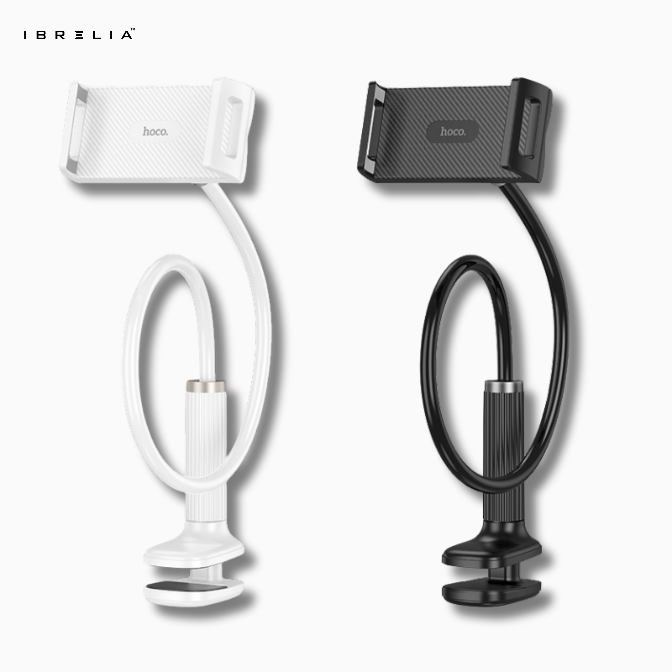 HOCO HD10 Universal Lazy Stand – Flexible Long Arm Holder for Phone & Tablet (Black / White) | IBRELIA™