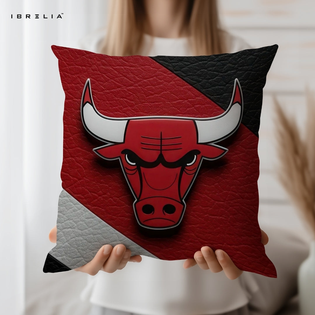 Chicago Bulls Cushion 15x15 Inch | NBA Basketball Pillow | IBRELIA™ IBRELIA