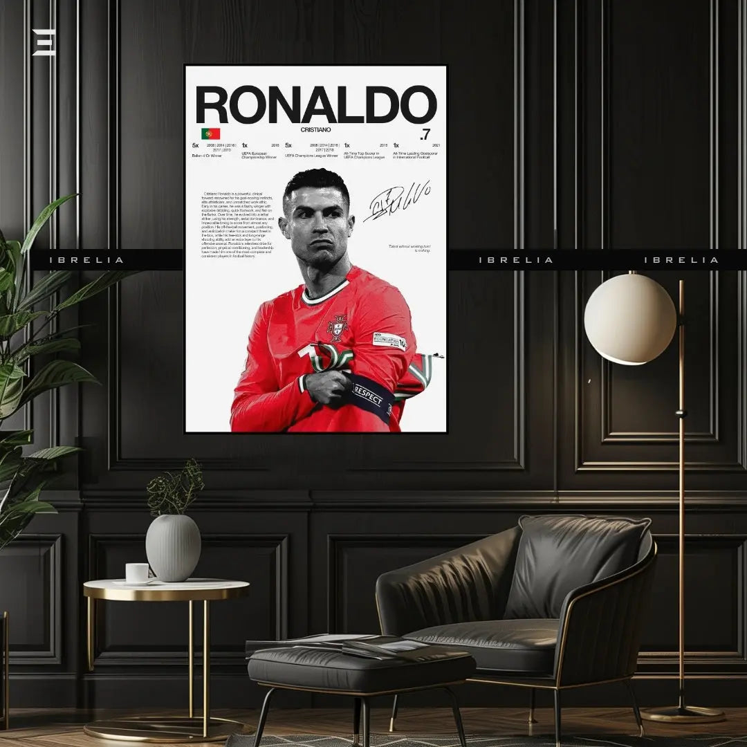 Premium Resin Coated Wall Art – Cristiano Ronaldo Printed Signature Collectible Frame | IBRELIA Pakistan IBRELIA