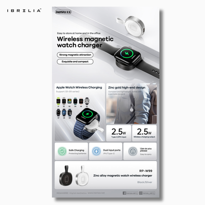 REMAX Zinc Alloy Magnetic Watch Wireless Charger RP-W99 | IBRELIA™