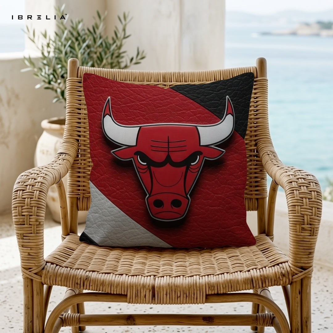 Chicago Bulls Cushion 15x15 Inch | NBA Basketball Pillow | IBRELIA™ IBRELIA