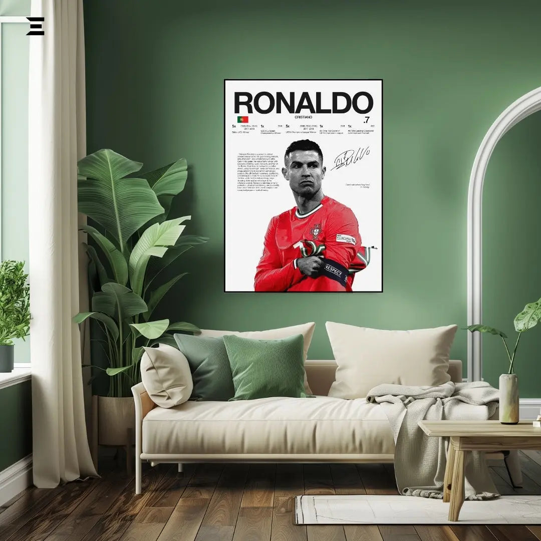 Premium Resin Coated Wall Art – Cristiano Ronaldo Printed Signature Collectible Frame | IBRELIA Pakistan IBRELIA