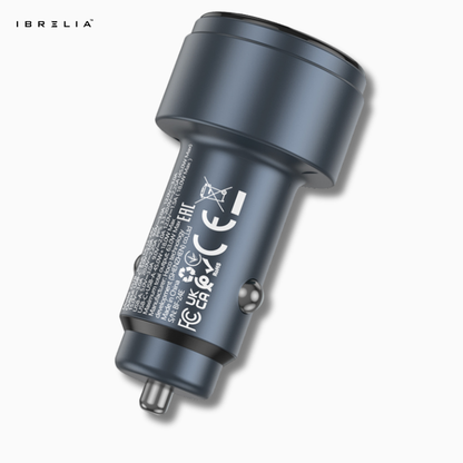 HOCO Z57B Glorious 63W Dual-Port Digital Display Car Charger (Metal Gray) – PD45W + QC3.0 | IBRELIA™