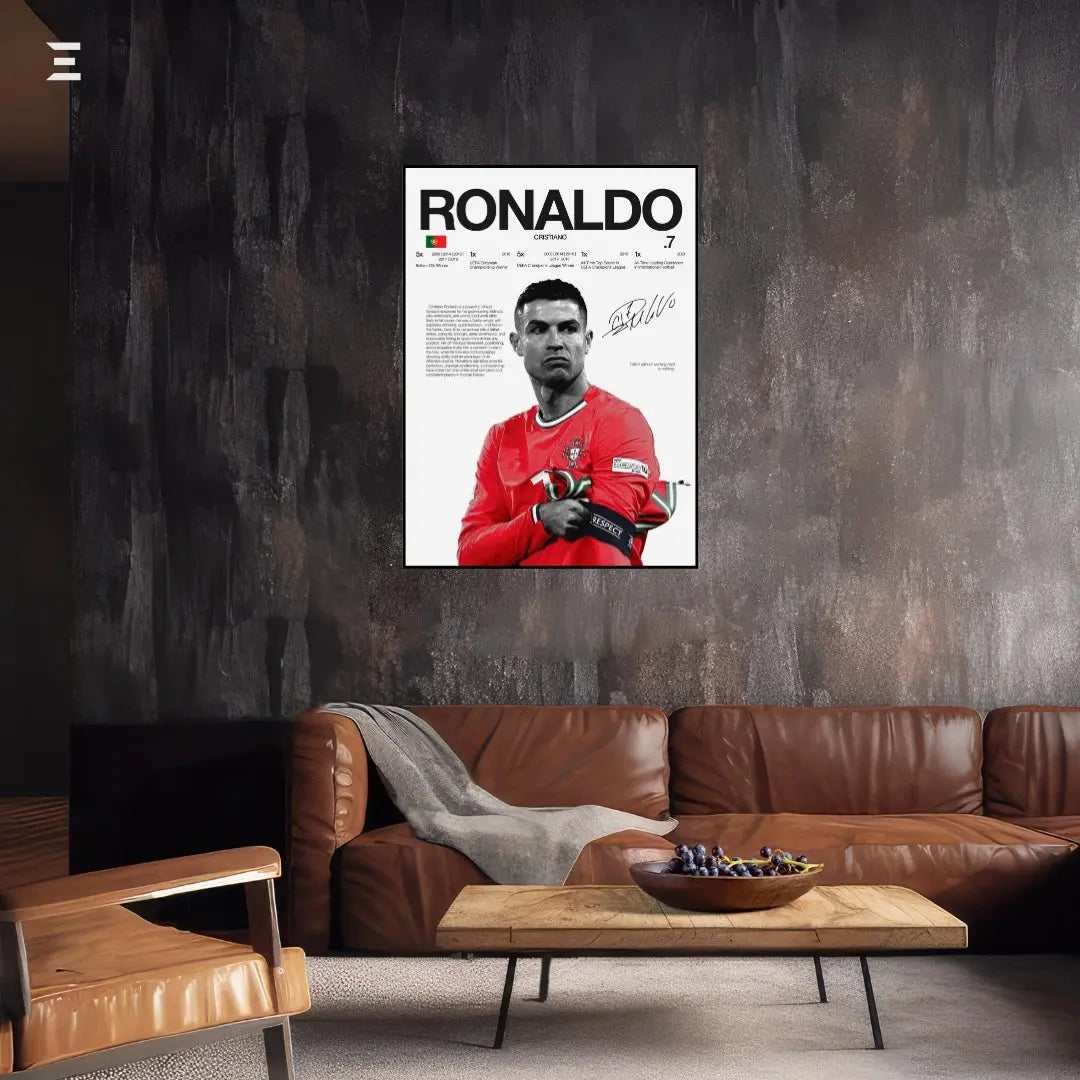 Premium Resin Coated Wall Art – Cristiano Ronaldo Printed Signature Collectible Frame | IBRELIA Pakistan IBRELIA