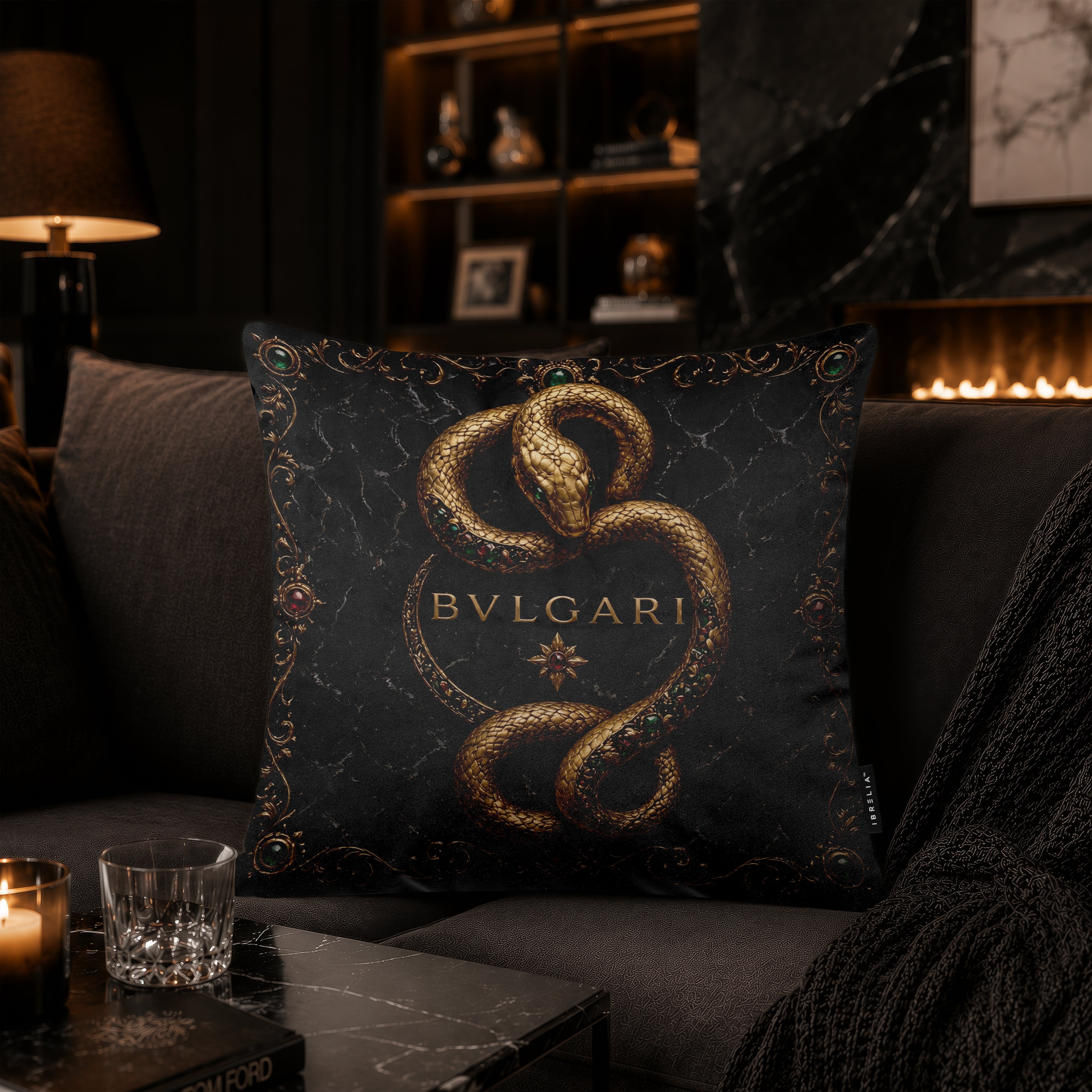 Bvlgari Serpenti Cushion | Premium Velvet Suede | Double-Sided Print