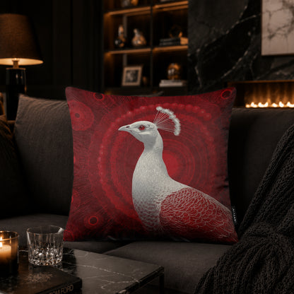 Elegant White Peacock Cushion | Premium Velvet Suede | Double-Sided Print