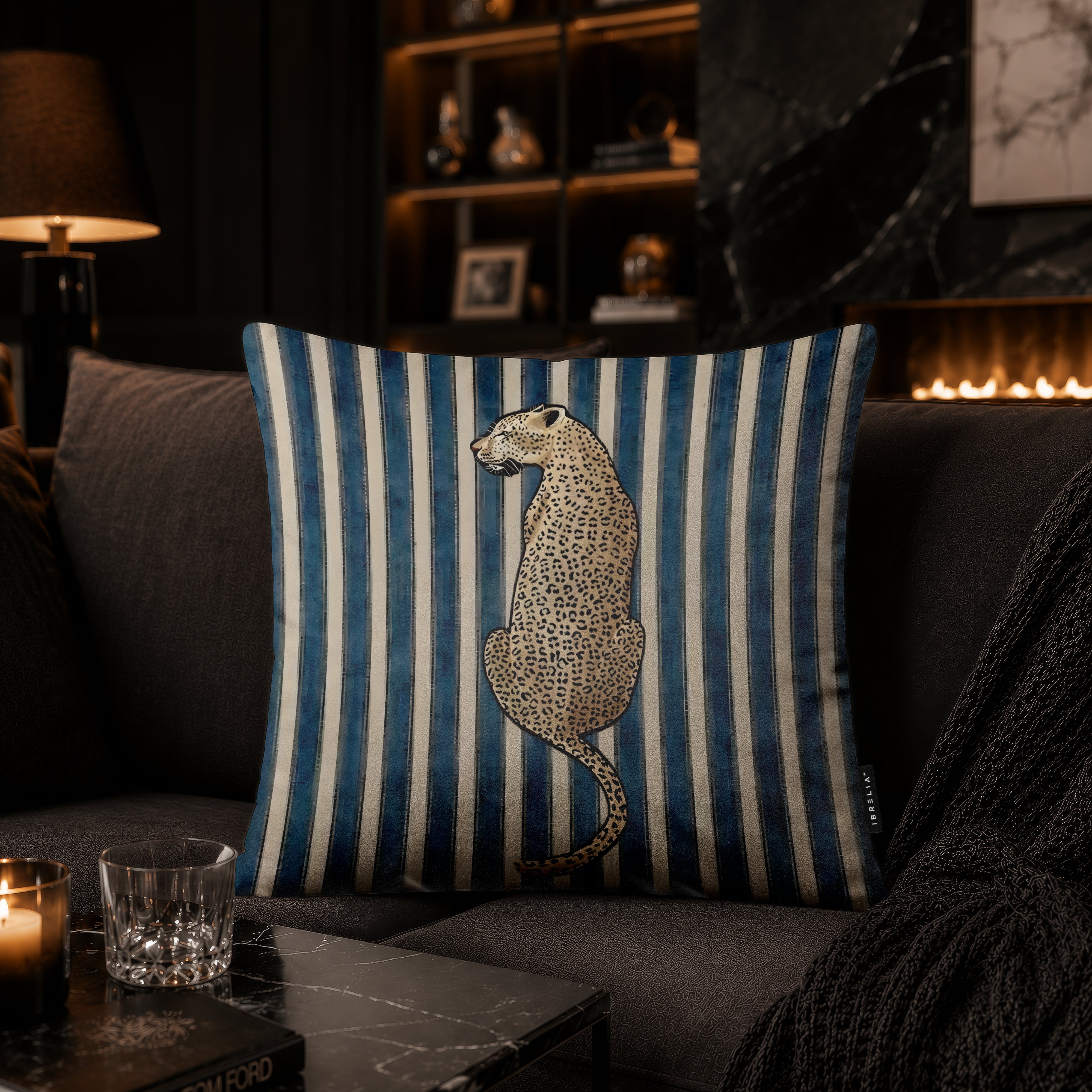 Leopard Stripe Designer Cushion | Premium Velvet Suede | Double-Sided Print