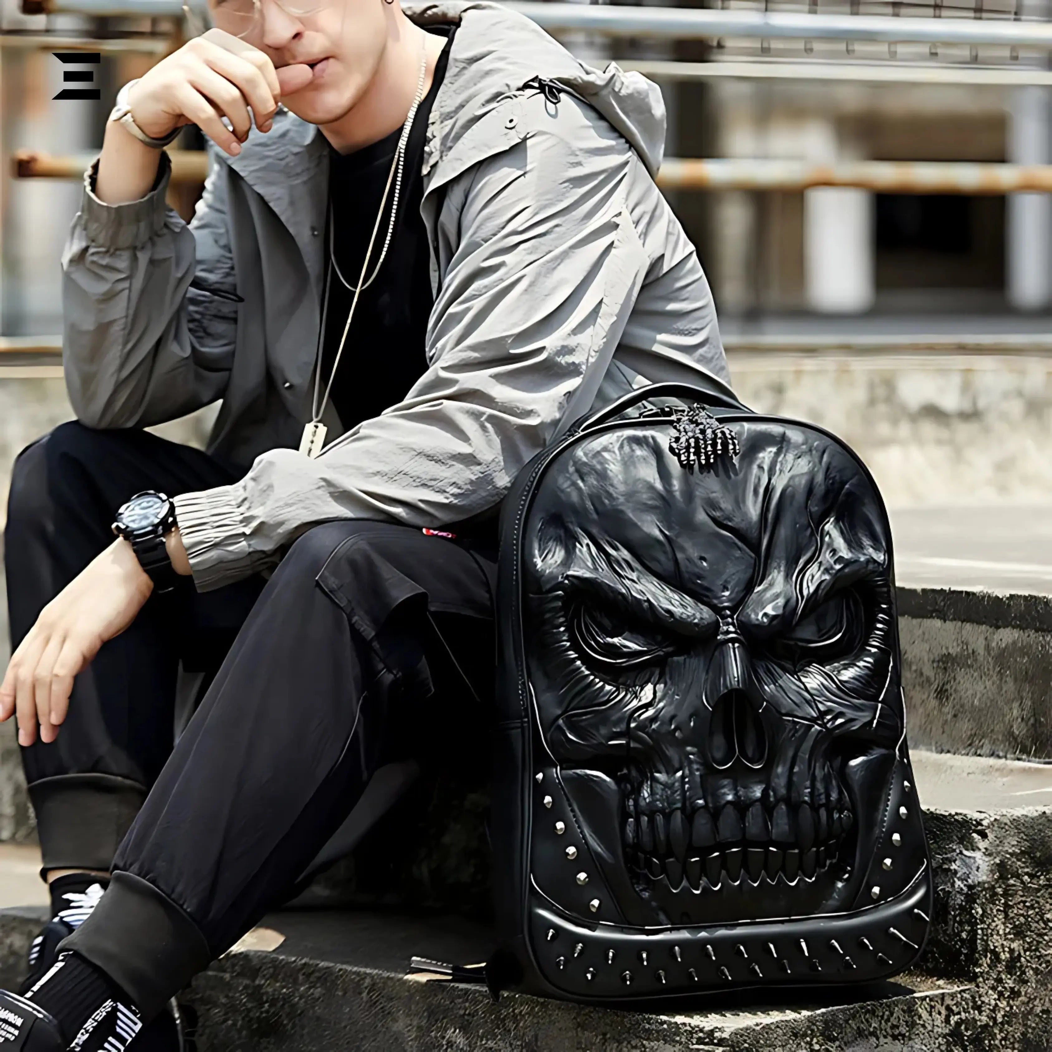 3D Skull Backpack – PU Leather Rock Style Laptop & Travel Bag - IBRELIA™ IBRELIA