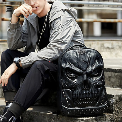 3D Skull Backpack – PU Leather Rock Style Laptop & Travel Bag - IBRELIA™ IBRELIA