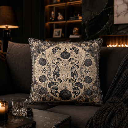 Vintage Botanical Leopard Cushion | Premium Velvet Suede | Double-Sided Print