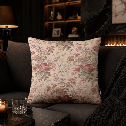Vintage Floral Cottage Cushion | Premium Velvet Suede | Double-Sided Print
