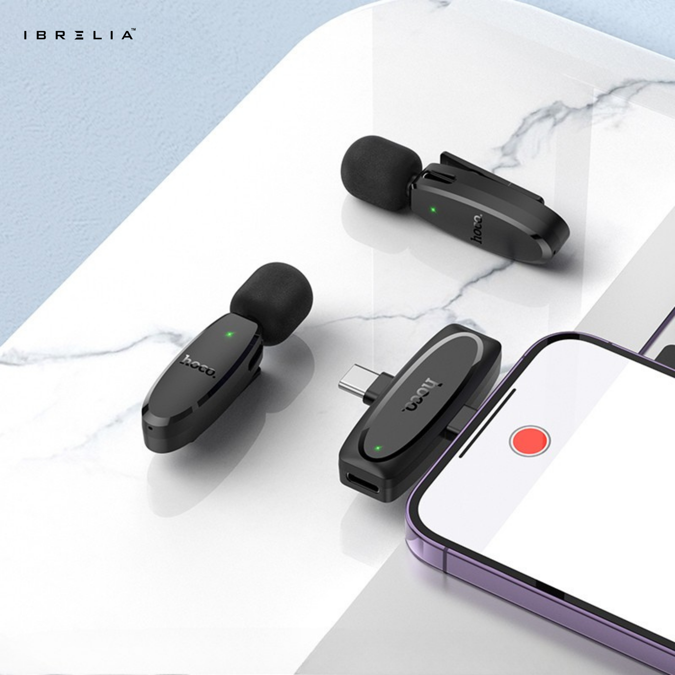 HOCO L15 Dual-Mic Wireless Digital Microphone (Type-C + Lightning 2-in-1 Receiver) | IBRELIA™